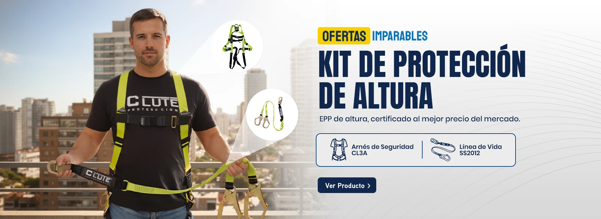 protección de altura arnes de seguridad y linea de vida