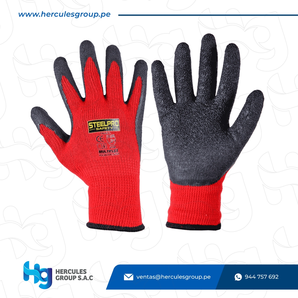 GUANTE MULTIFLEX LATEX ROJO STEELPRO