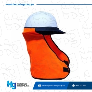 Cortaviento de Dril Naranja para Casco de Seguridad