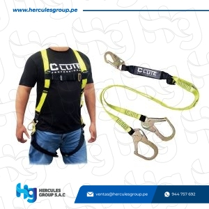 pack anticaídas arnés de seguridad y línea de vida
